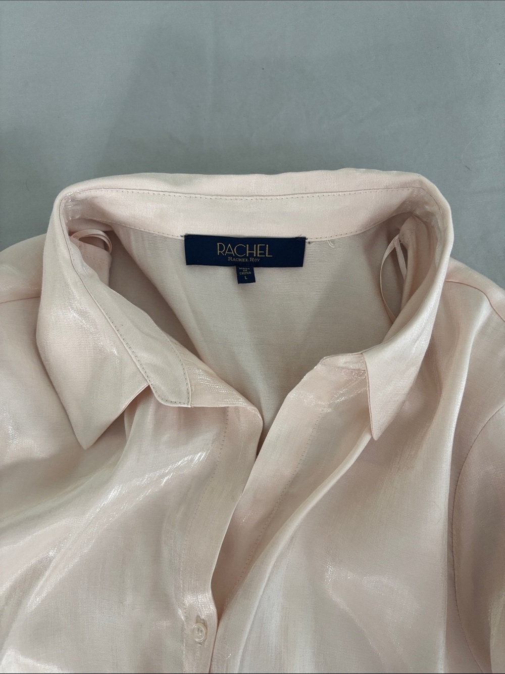 Rachel Light Blush Satin Twist-Front Blouse - Picture 7 of 8